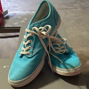 Vans Aqua Canvas Shoes with White Accents